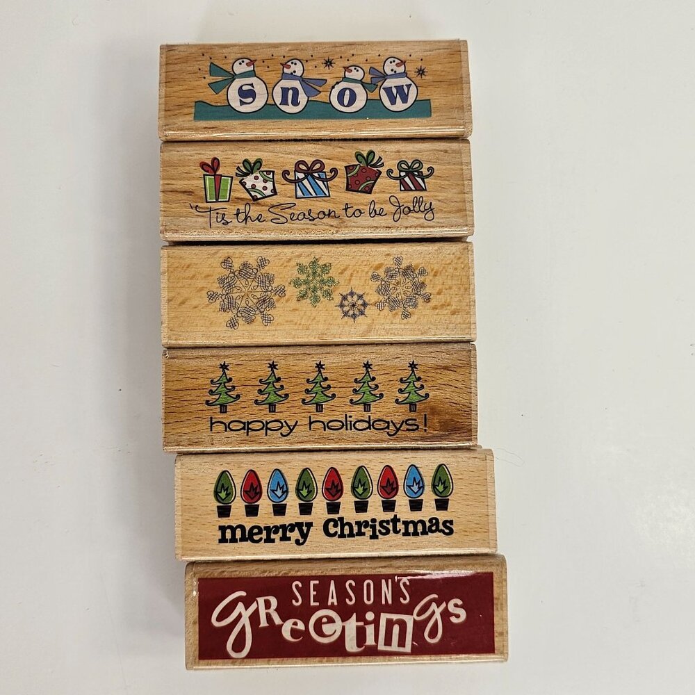 Hampton Art Allison Wong Christmas Holiday Rubber Stamps Lot of 6 Scrapbooking